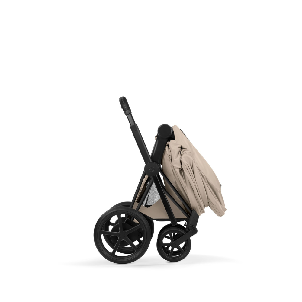 Cybex PRIAM Comfort Ensemble complet Matt Black avec nacelle Cozy Beige