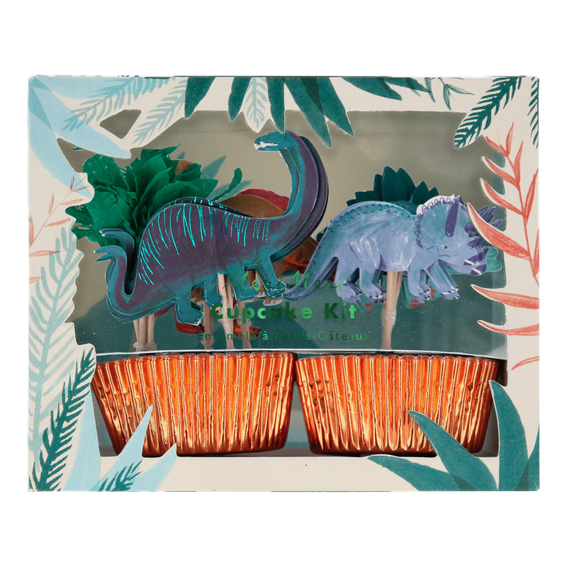 Cupcake Kit von Meri Meri mit Topper und Förmchen im Dino-Design
