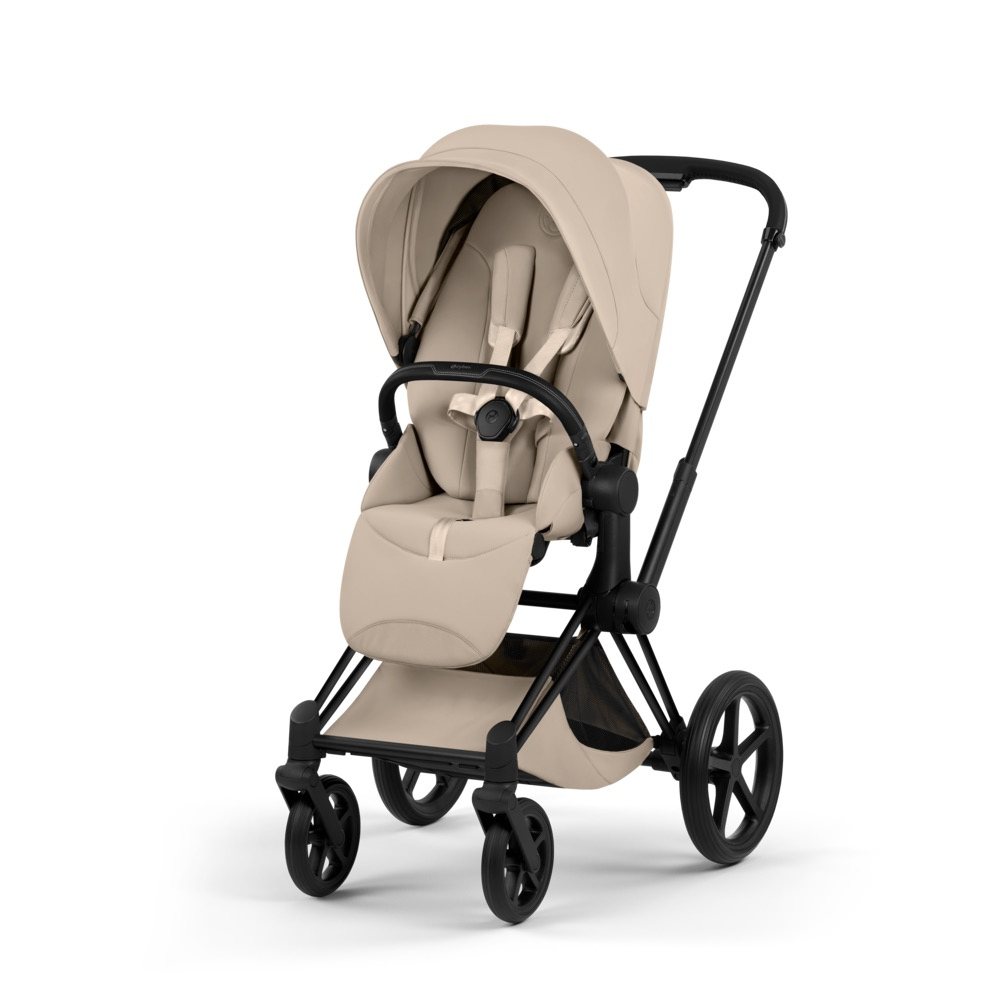 Cybex PRIAM Comfort Ensemble complet Matt Black avec nacelle Cozy Beige