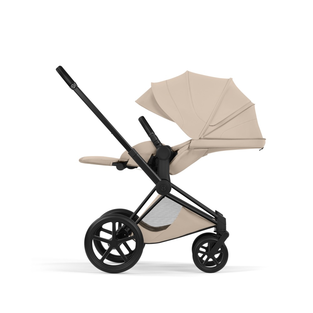 Cybex PRIAM Comfort Ensemble complet Matt Black avec nacelle Cozy Beige