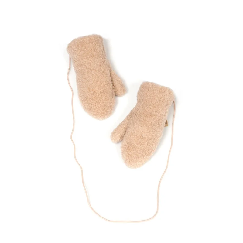 Alwero Kinderhandschuhe aus Wolle 'Gully' mit Band in Beige.