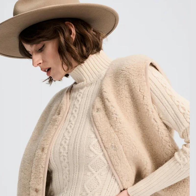 Alwero Gilet en laine pour adultes « TYB » Brun sable