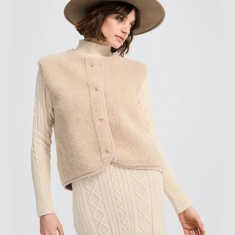 Alwero Gilet en laine pour adultes « TYB » Brun sable