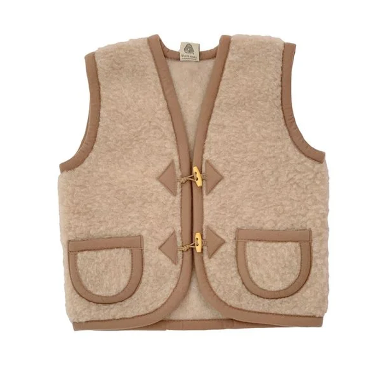 Kinder Wollweste von der Marke Alwero in Beige mit Taschen vorne