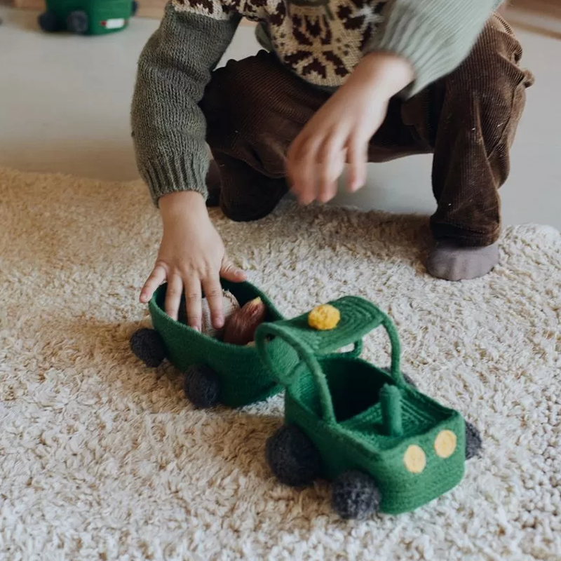 Lorena Canals Körbe 'Tractor' 2er Set Monstera Grün