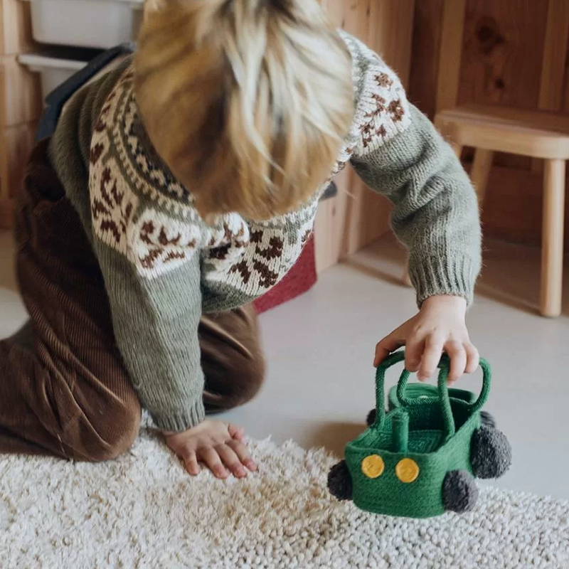 Lorena Canals Körbe 'Tractor' 2er Set Monstera Grün
