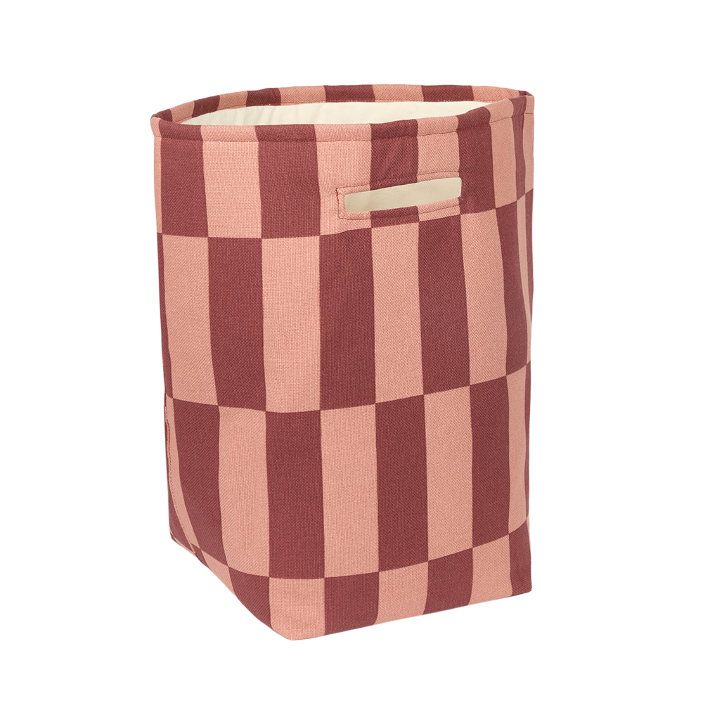 Nobodinoz Panier de rangement 'Vibes' Carreaux marron