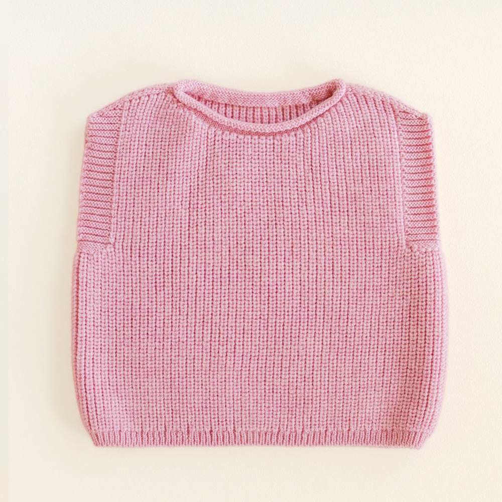 White Baby Knitted Vest 'Harvey' Cotton Candy
