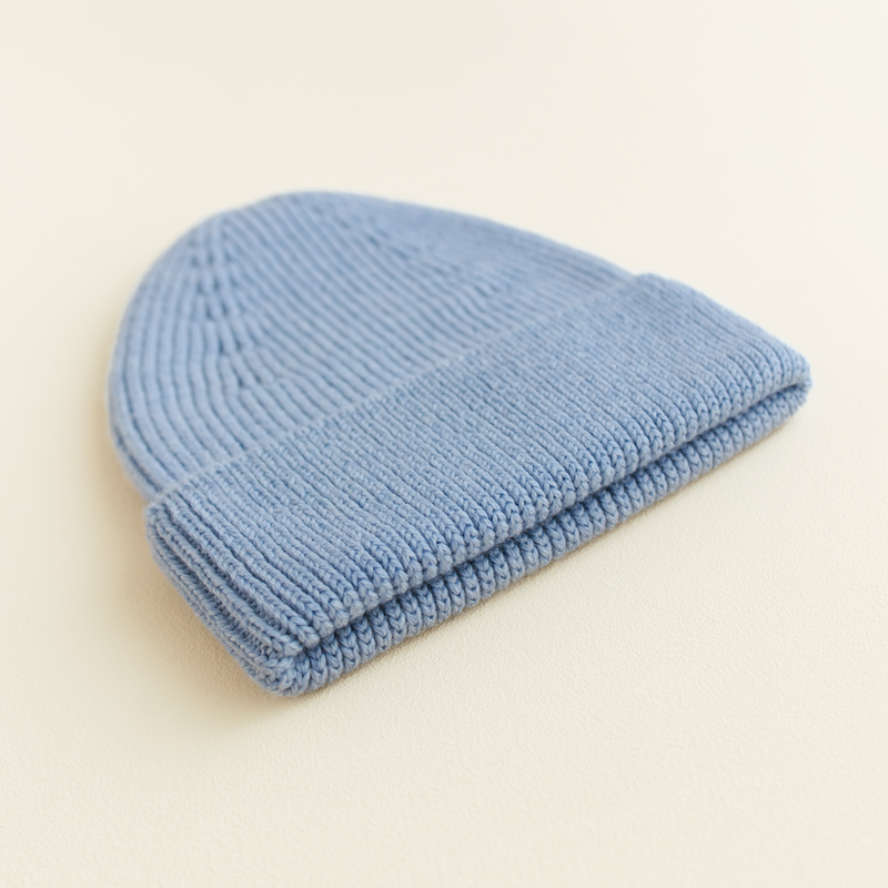 Hvid  Kids Beanie Fonzie  Light Blue