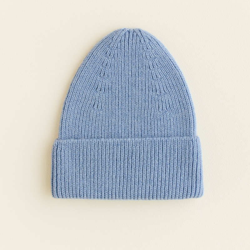Hvid  Kids Beanie Fonzie  Light Blue