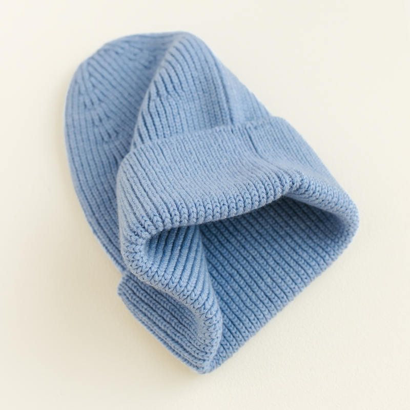 Hvid  Kids Beanie Fonzie  Light Blue