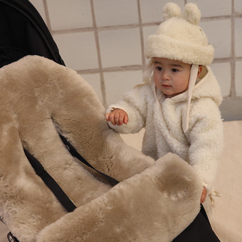 BINIBAMBA Combinaison en laine mérinos à capuche Milk