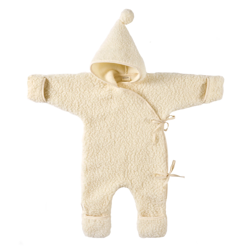 BINIBAMBA Combinaison en laine mérinos à capuche Milk