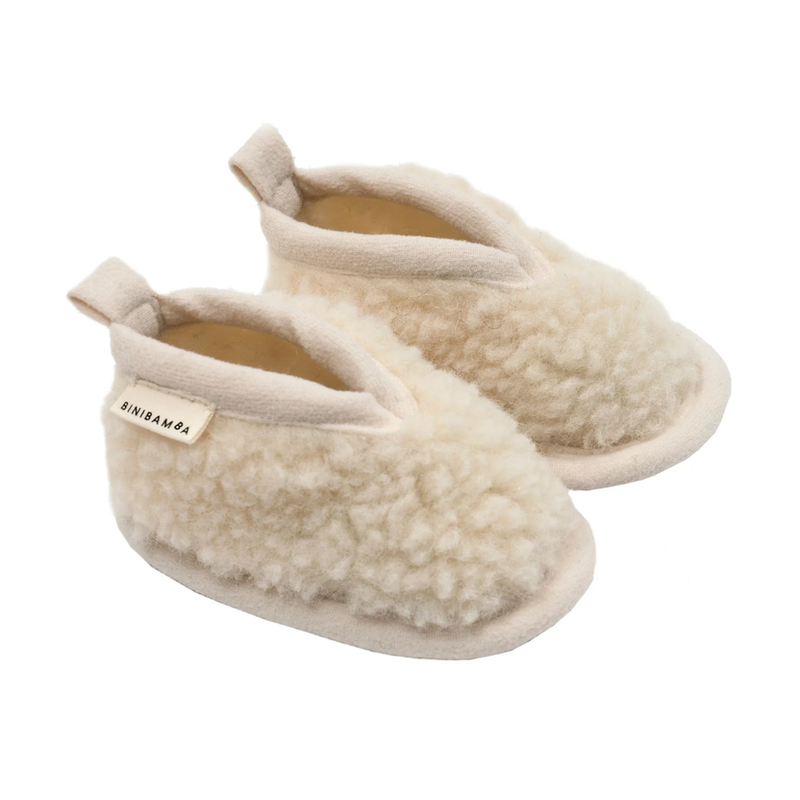 BINIBAMBA Chaussons en laine mérinos Milk