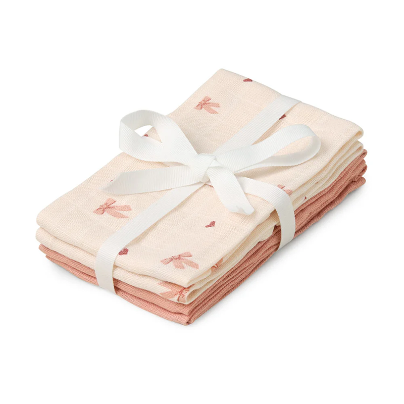 Cam Cam Copenhagen Lot de 4 gants de toilette en mousseline avec nœuds