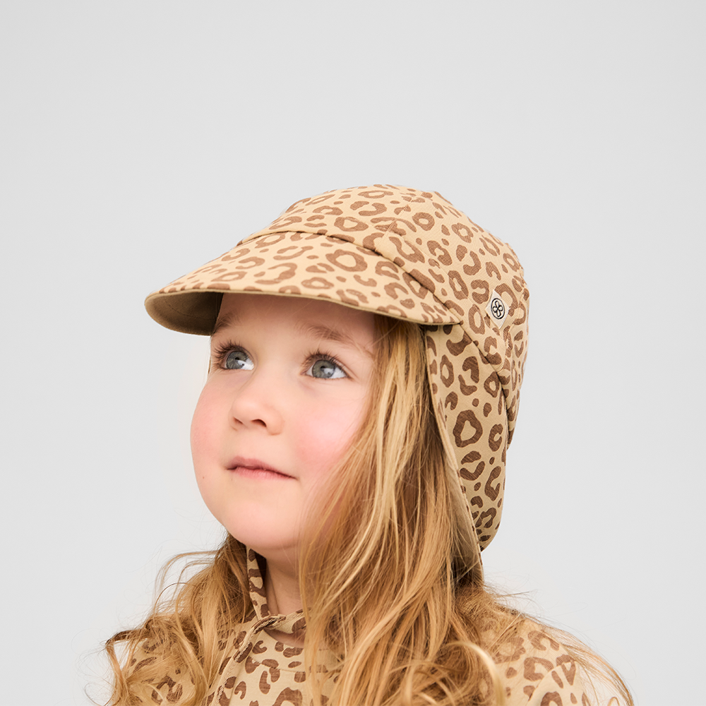 Chapeau de soleil réversible anti-UV Cloby Léopard marron/sable