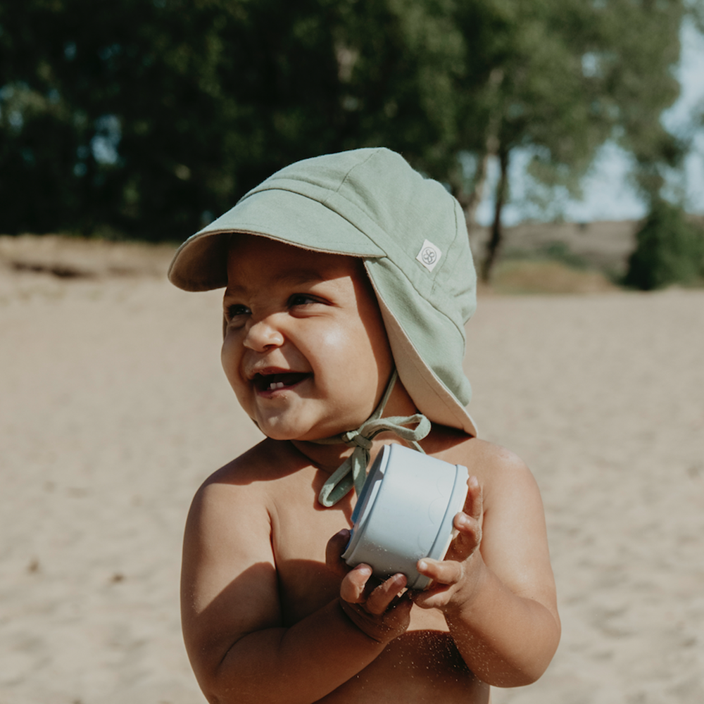 Cloby Chapeau de soleil réversible anti-UV Vert olive/Sable