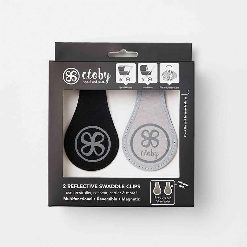 Cloby clips magnétiques réfléchissants lot de 2 noir/gris