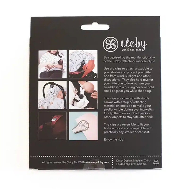 Cloby clips magnétiques réfléchissants lot de 2 noir/gris