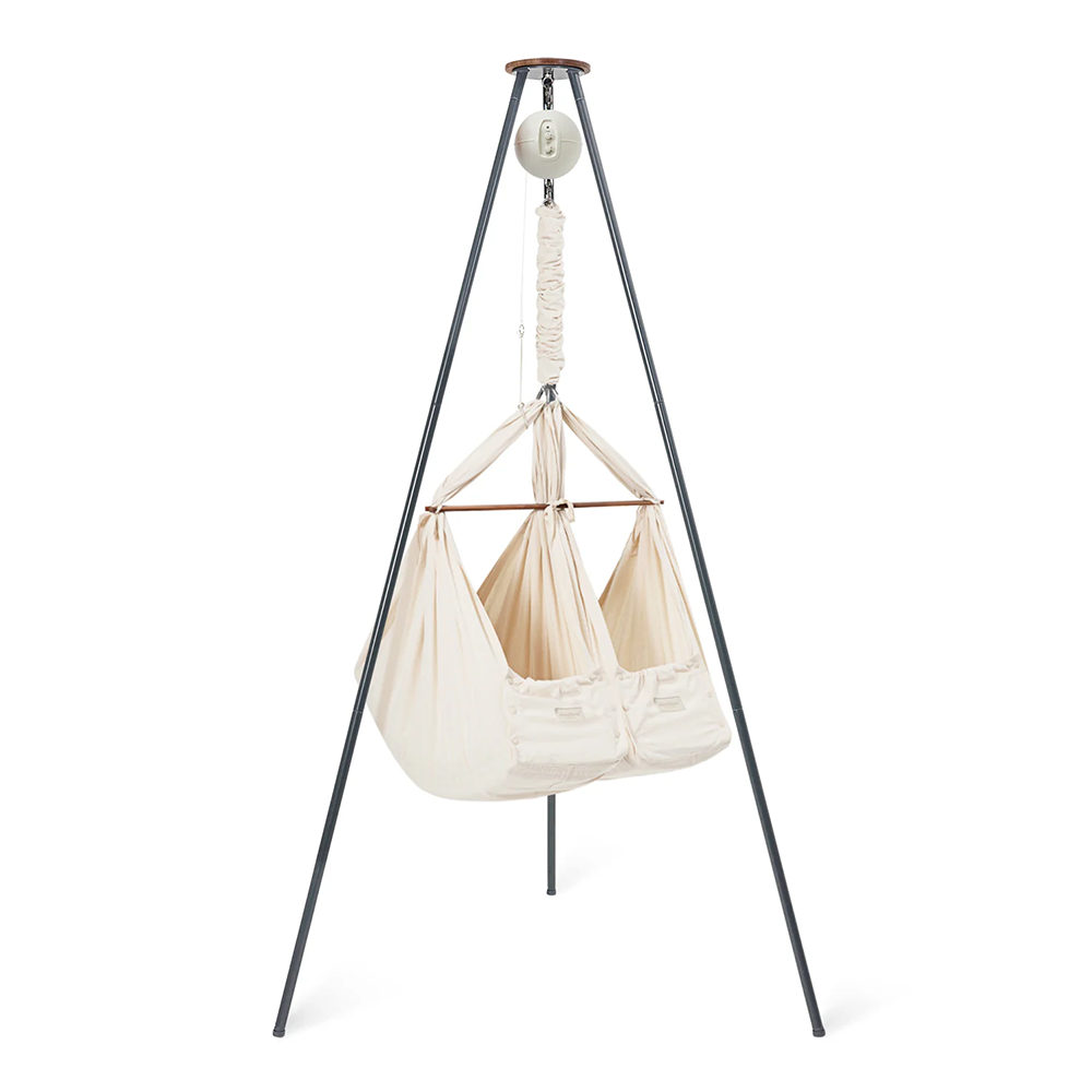 Moonboon Classic Bundle Connect Berceau à ressort jumeau Gris foncé/Naturel