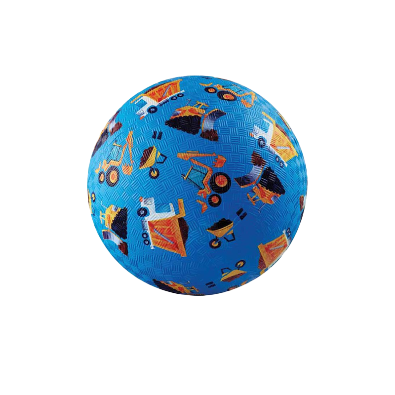 Kinderball in Blau mit Baustellenfahrzeugen