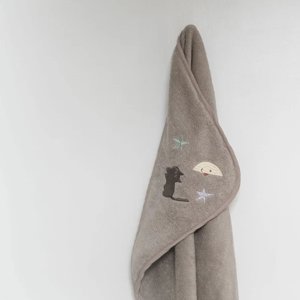 Dear April Baby serviette de bain à capuche « Petal » Moon Cat