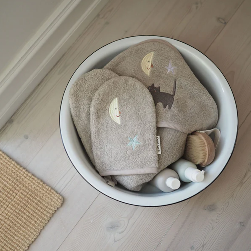 Dear April Lot de 2 gants de toilette « Paw » Moon Cat