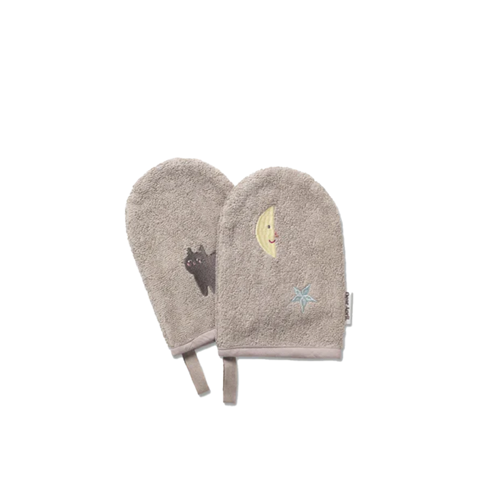Dear April Lot de 2 gants de toilette « Paw » Moon Cat