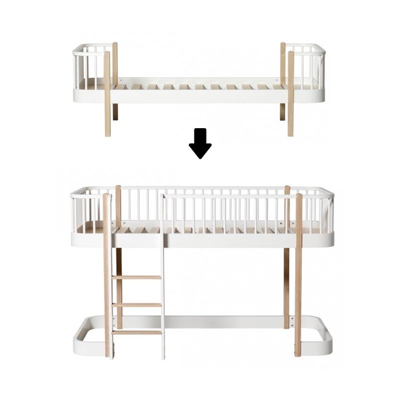 Oliver Furniture <br/> Umbauset Wood <br/> Einzelbett zum Halbhohen Hochbett <br/> Weiss/Eiche,Einzelbetten, Oliver Furniture - SNOWFLAKE kindermöbel concept store
