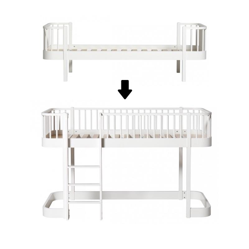 Oliver Furniture <br/> Umbauset Wood <br/> Einzelbett zum Halbhohen Hochbett <br/> Weiss,Einzelbetten, Oliver Furniture - SNOWFLAKE kindermöbel concept store