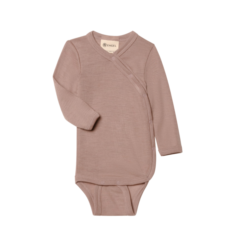 Engel  Schurwolle/Seide Wickelbody Langarm Dusty Rose - Online MY SNOWFLAKE
