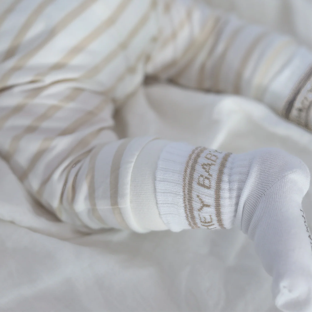 Famvibes Baby Socken 'Hey Baby' Beige