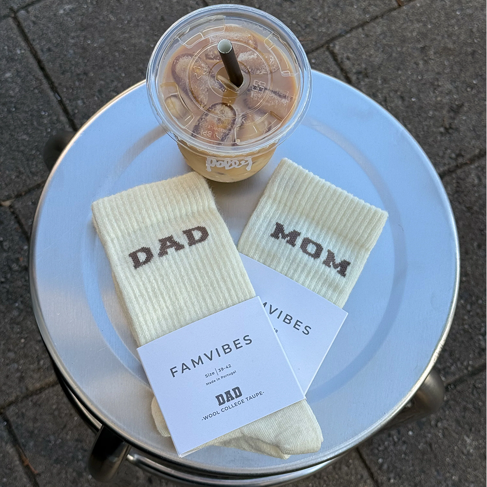 Famvibes College Wollsocken für Erwachsene 'Dad' Taupe - Online MY SNOWFLAKE
