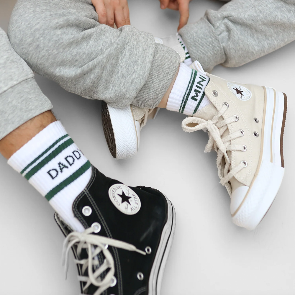 Famvibes Socken für Erwachsene 'Striped' Daddy Weiss/Grün - Online MY SNOWFLAKE