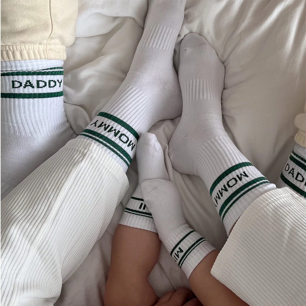 Famvibes Socken für Erwachsene 'Striped' Daddy Weiss/Grün - Online MY SNOWFLAKE
