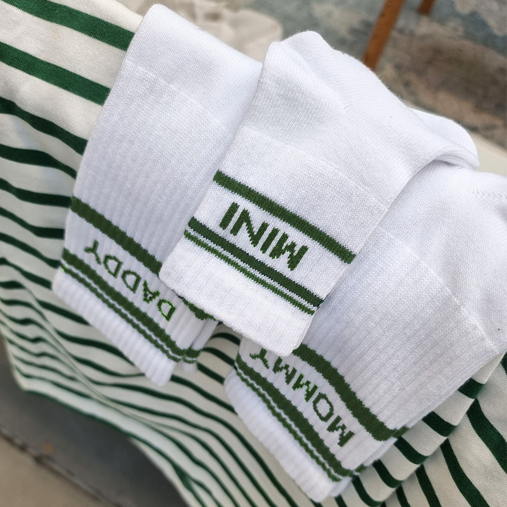 Famvibes Socken für Erwachsene 'Striped' Mommy Weiss/Grün - Online MY SNOWFLAKE