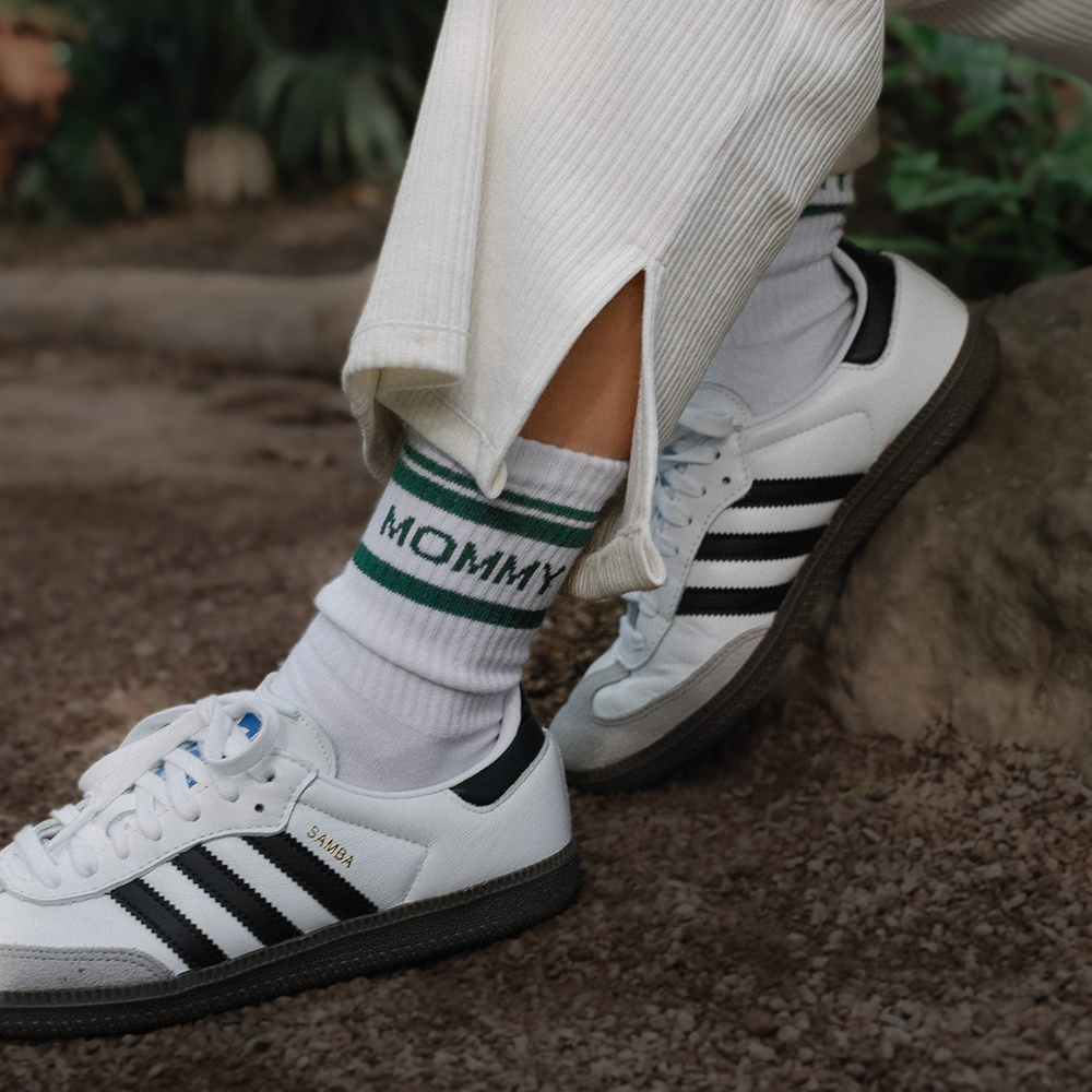 Famvibes Socken für Erwachsene 'Striped' Mommy Weiss/Grün - Online MY SNOWFLAKE