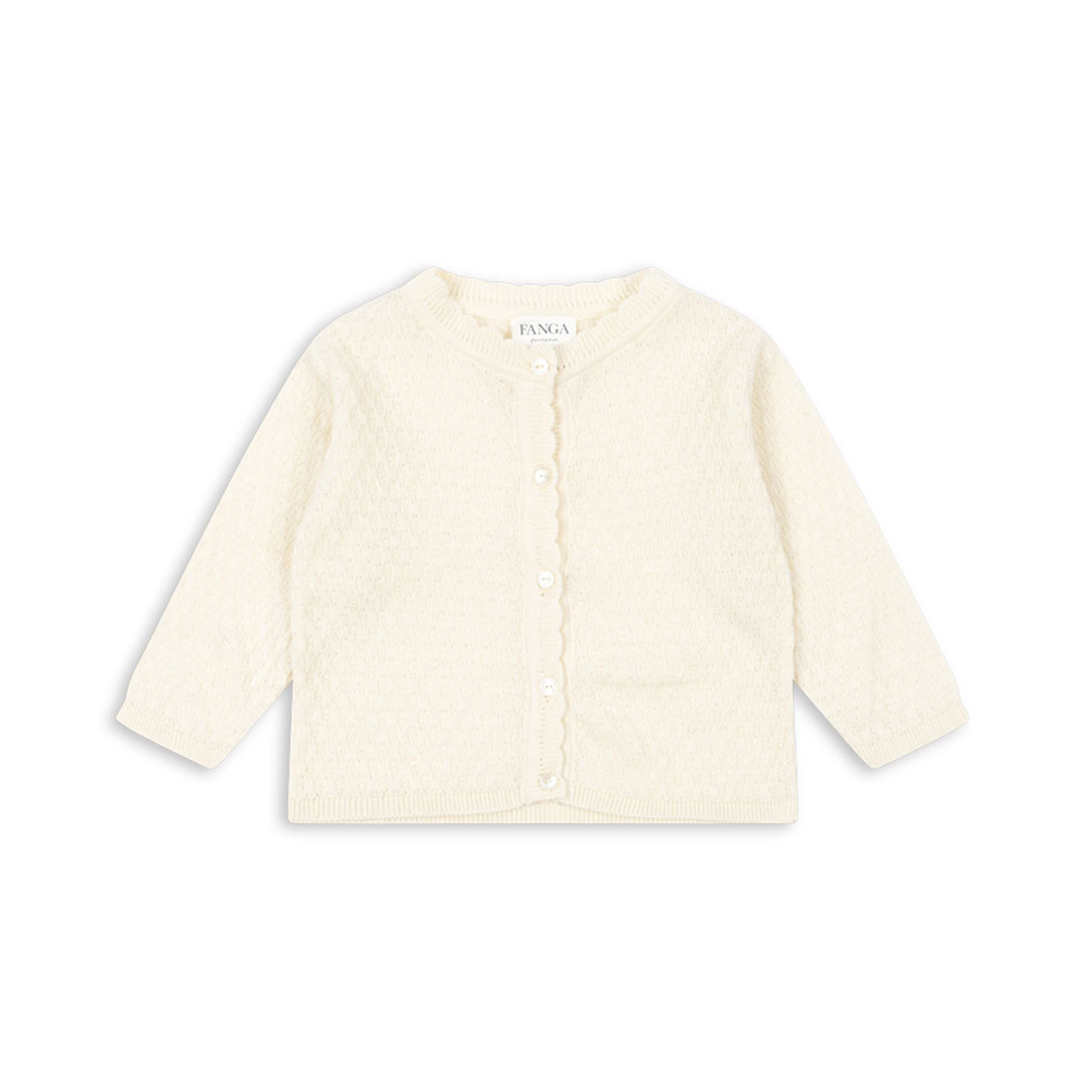 Fanga Fontana Baby Pointelle-Cardigan 'Venti' Antique White - Online MY SNOWFLAKE