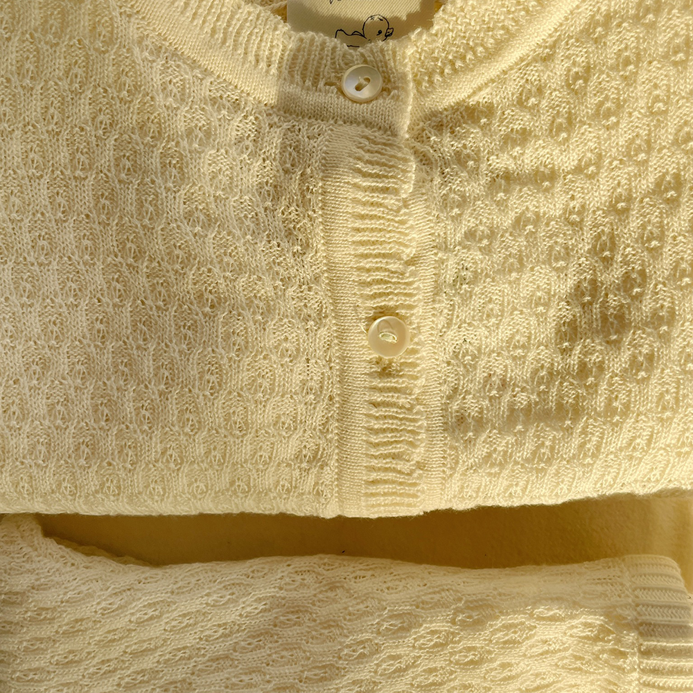 Fanga Fontana Baby Pointelle-Cardigan 'Venti' Antique White - Online MY SNOWFLAKE