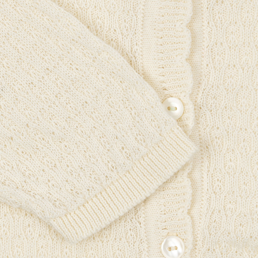 Fanga Fontana Baby Pointelle-Cardigan 'Venti' Antique White - Online MY SNOWFLAKE