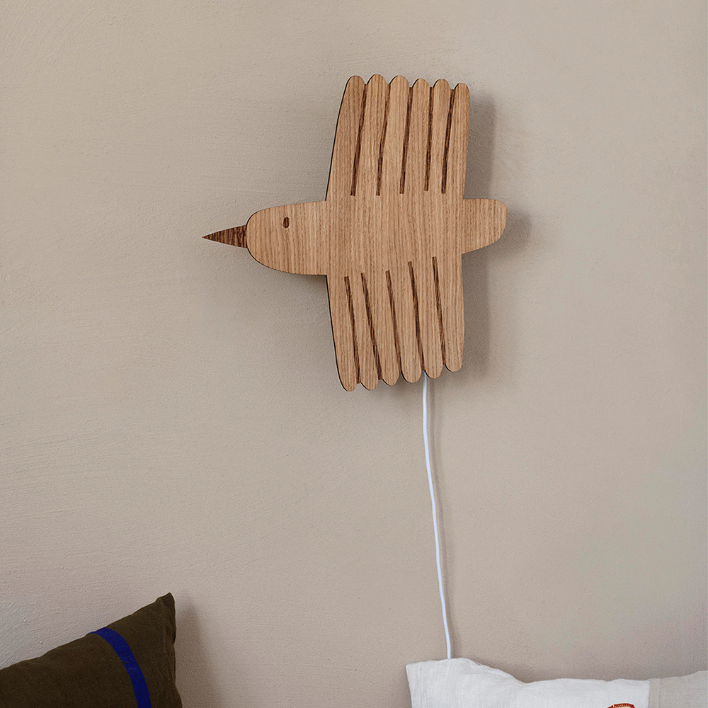 Ferm Living Lampe murale oiseau chêne huilé