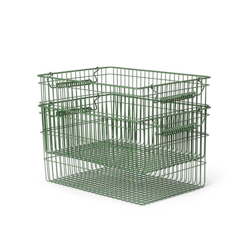 Ferm Living 2er Set Stapelbarer Aufbewahrungskorb 'Cala' Verdant Green