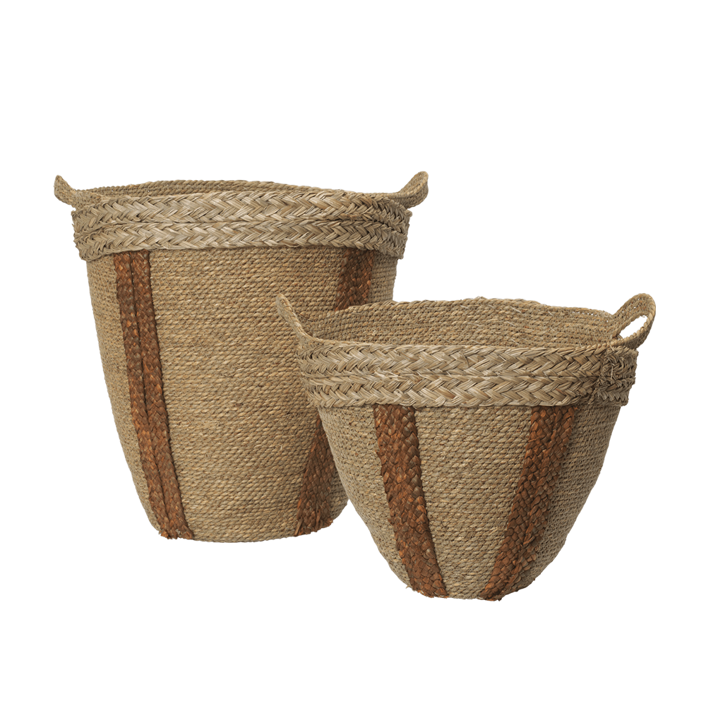 Ferm Living Lot de 2 paniers de rangement « Mar » naturel/brun-rouge