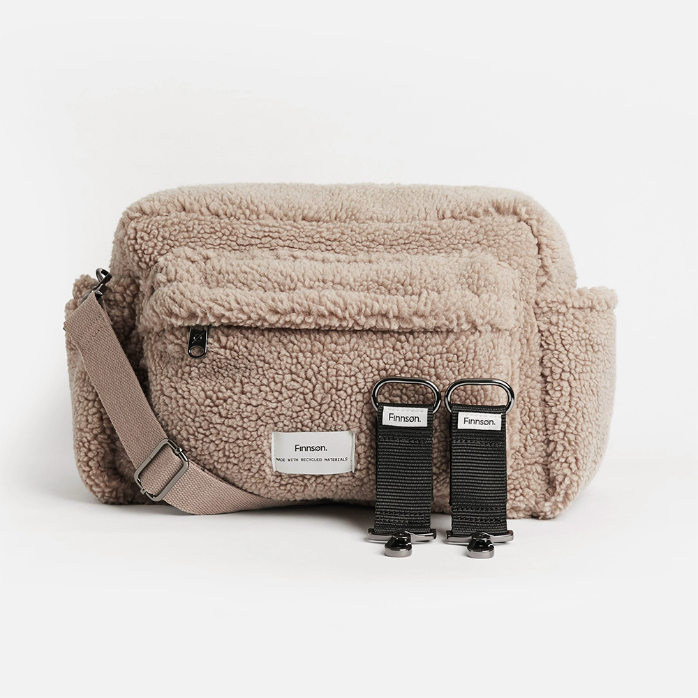 Finnsøn  Eco Oversized Kinderwagen Organizer mit Kinderwagenclips 'FREYA' Beige - Online MY SNOWFLAKE