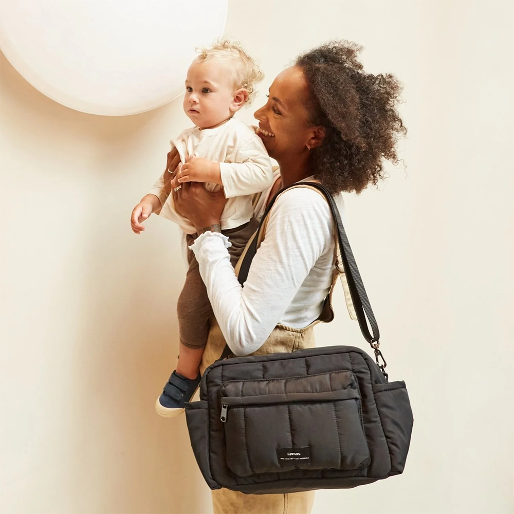 Finnsøn  Eco Oversized Kinderwagen Organizer mit Kinderwagenclips 'FREYA'  Black - Online MY SNOWFLAKE