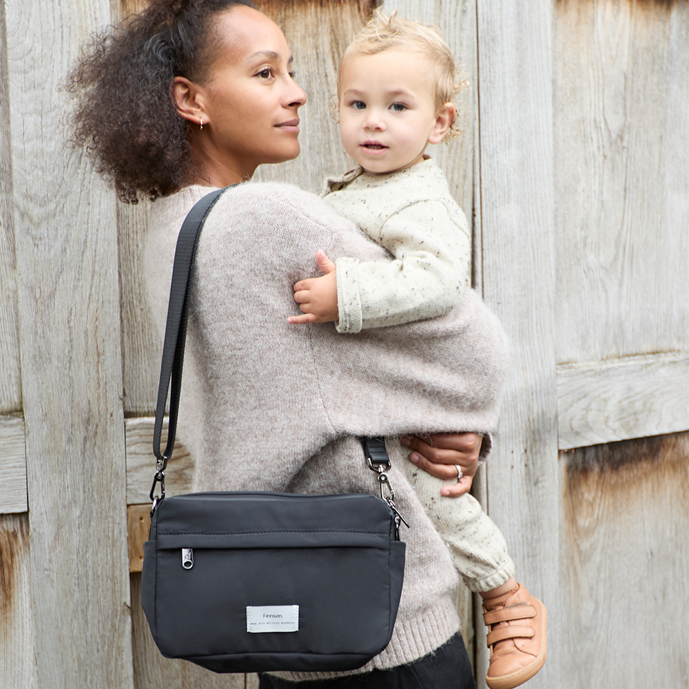 Finnsøn  Eco Kinderwagen Organizer mit Kinderwagenclips 'FRIDA' Black