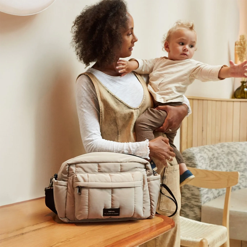 Finnsøn Eco Oversized Stroller Organizer with Stroller Clips 'FREYA' Taupe