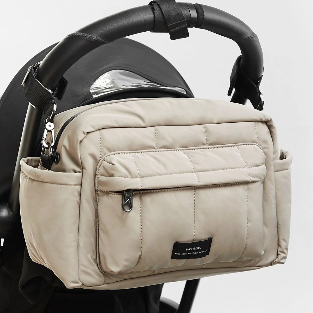 Finnsøn Eco Oversized Stroller Organizer with Stroller Clips 'FREYA' Taupe