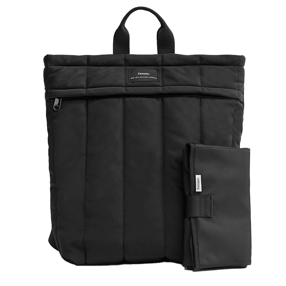 Finnsøn Sac à dos à langer écologique avec matelas à langer « RAE » Noir