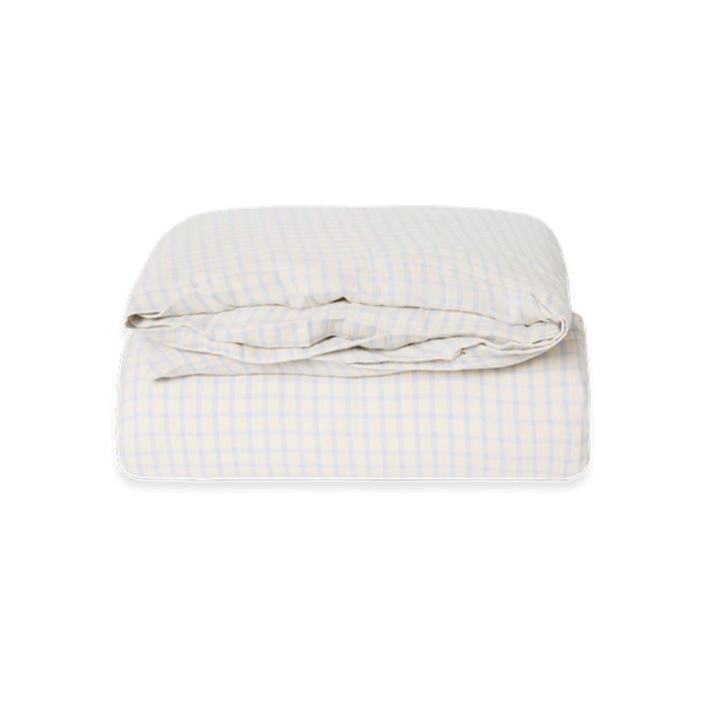Garbo & Friends Muslin Duvet Cover 140 x 200 cm Gingham Sky Blue